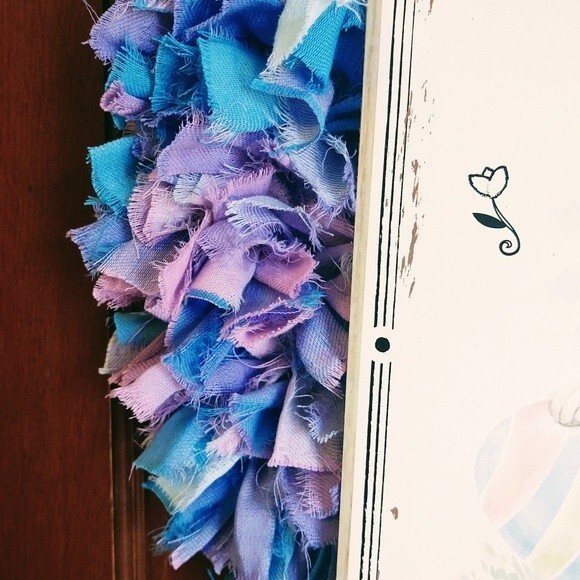 Hand Crafted Easter Bunny Egg Pastel Fabric Rag Wreath, Easter Egg Farms Sign - Picture 7 of 14